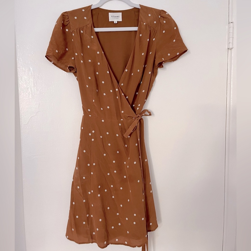 Sezane burnt orange wrap dress size 36/ small